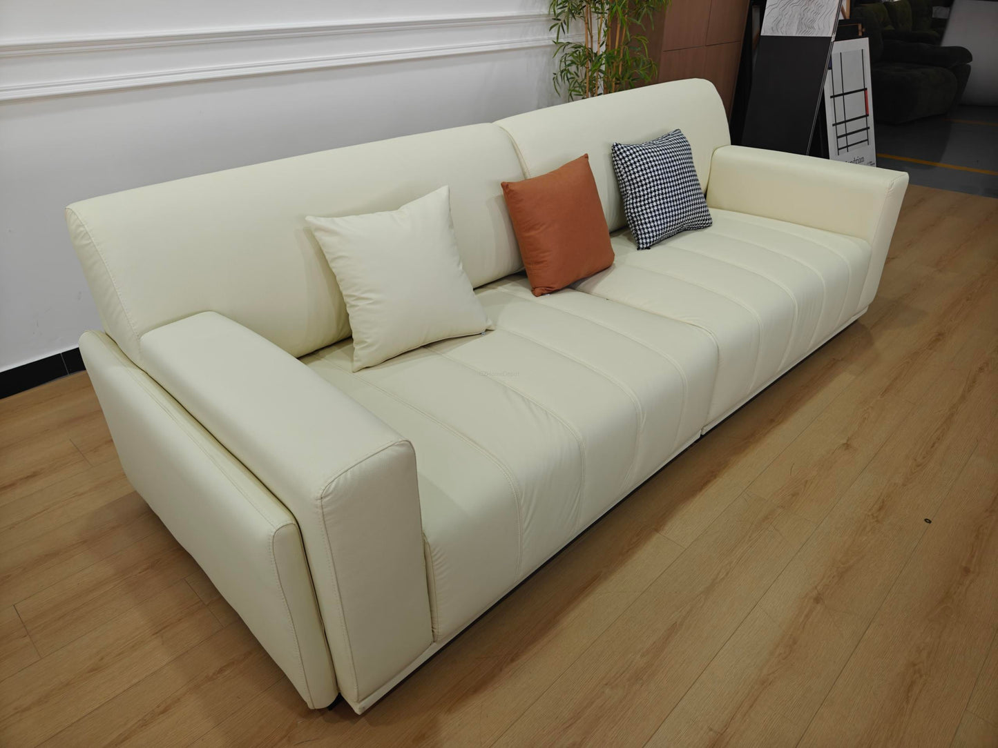 SKANDI Comfortable Cat-Scratch Fabric 3-Seater Sofa 260cm | Premium Beige Grey Sofa Melbourne | OZHomeDepot