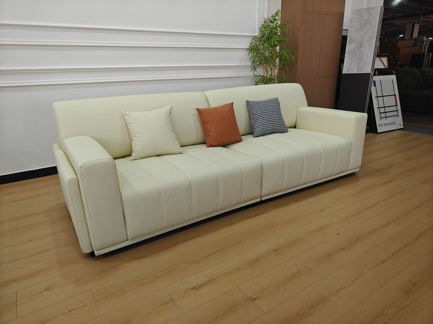 SKANDI Comfortable Cat-Scratch Fabric 3-Seater Sofa 260cm | Premium Beige Grey Sofa Melbourne | OZHomeDepot