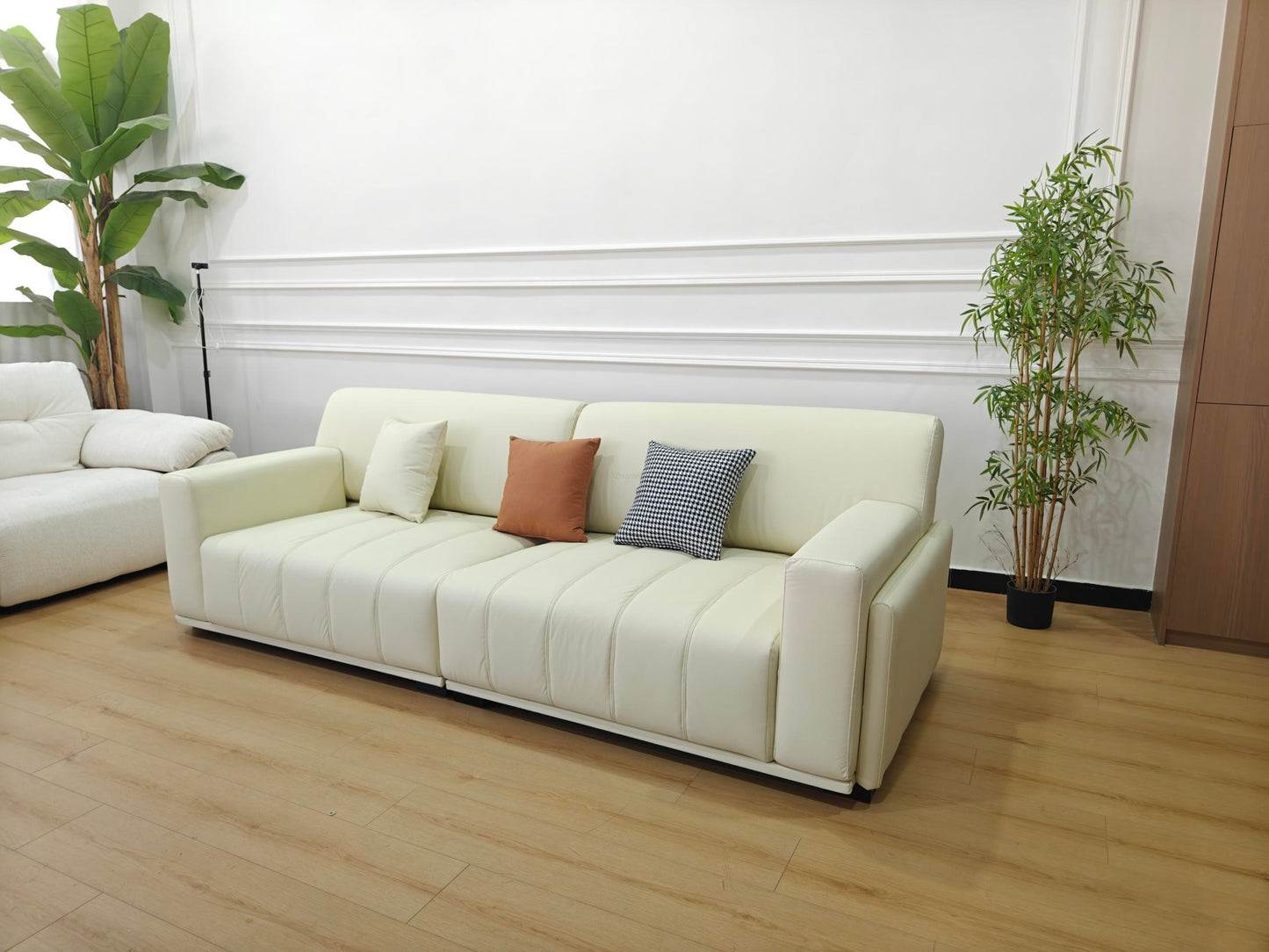 SKANDI Comfortable Cat-Scratch Fabric 3-Seater Sofa 260cm | Premium Beige Grey Sofa Melbourne | OZHomeDepot