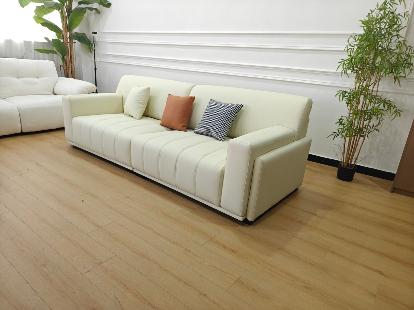 SKANDI Comfortable Cat-Scratch Fabric 3-Seater Sofa 260cm | Premium Beige Grey Sofa Melbourne | OZHomeDepot