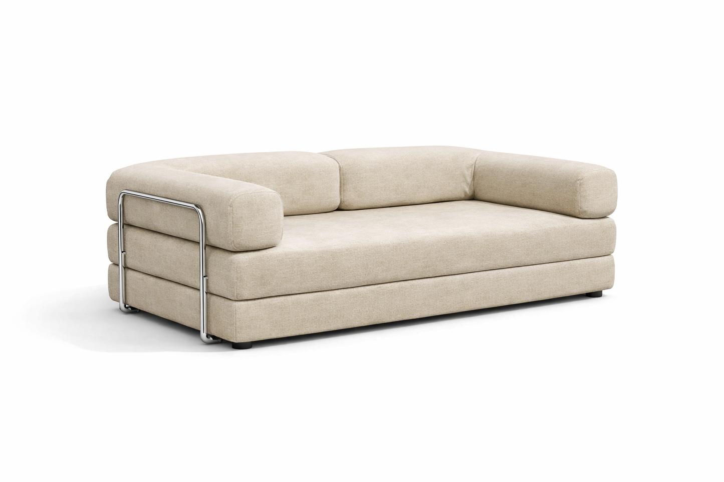 CREAM FOAM 2-Seater Convertible Sofa Bed | Compressed Foam Sofa - Beige