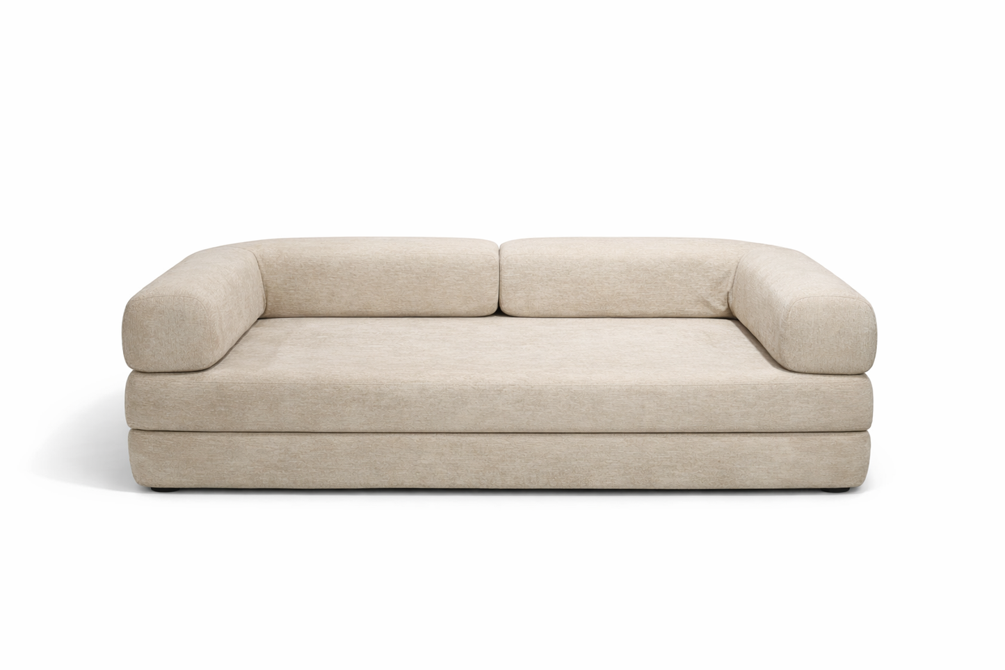CREAM FOAM 2-Seater Convertible Sofa Bed | Compressed Foam Sofa - Beige