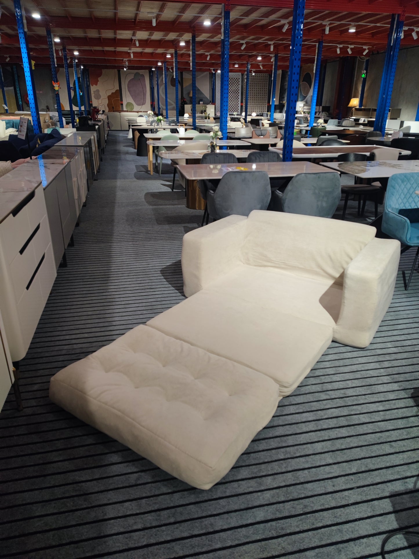 Cream Foam High-Density Foam Convertible Sofa Bed | Foldable Single Lounge Chair - Beige