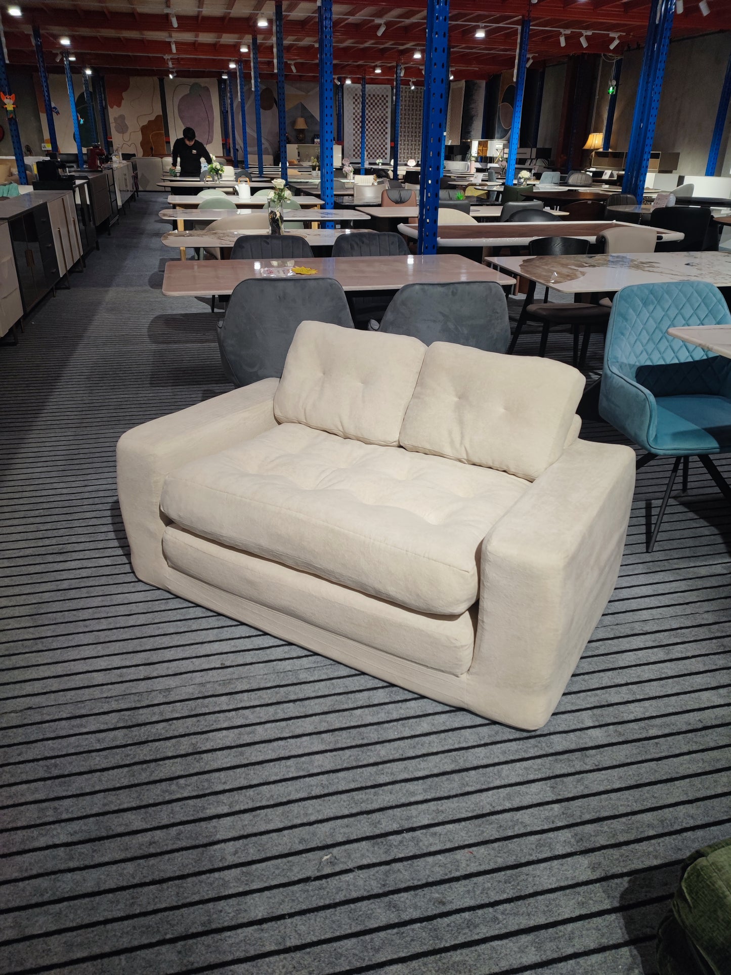 Cream Foam High-Density Foam Convertible Sofa Bed | Foldable Single Lounge Chair - Beige