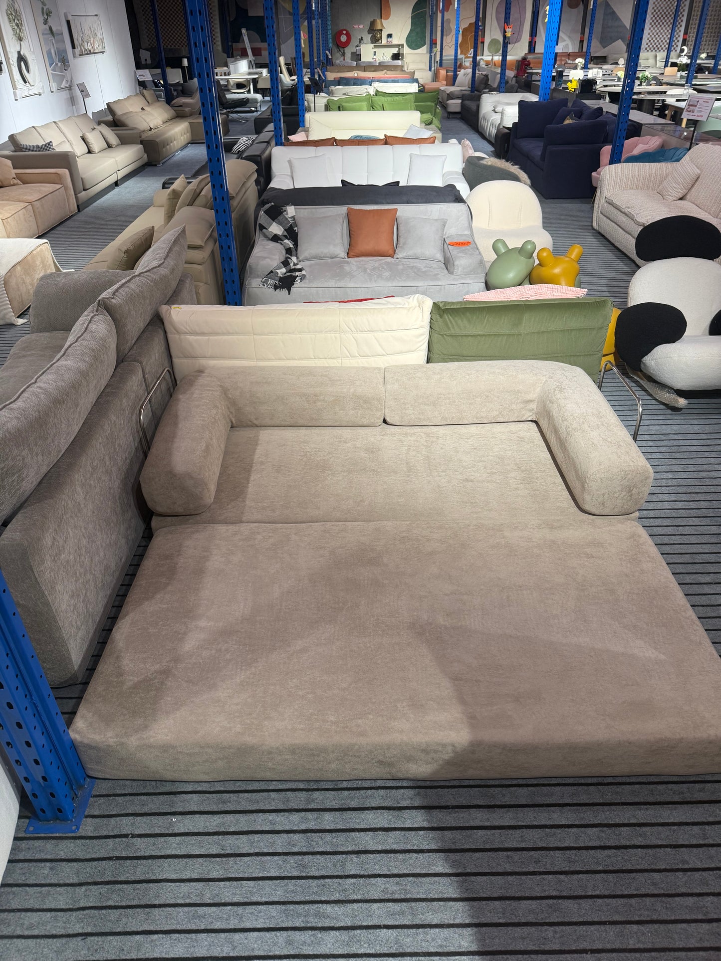 CREAM FOAM 2-Seater Convertible Sofa Bed | Compressed Foam Sofa - Beige