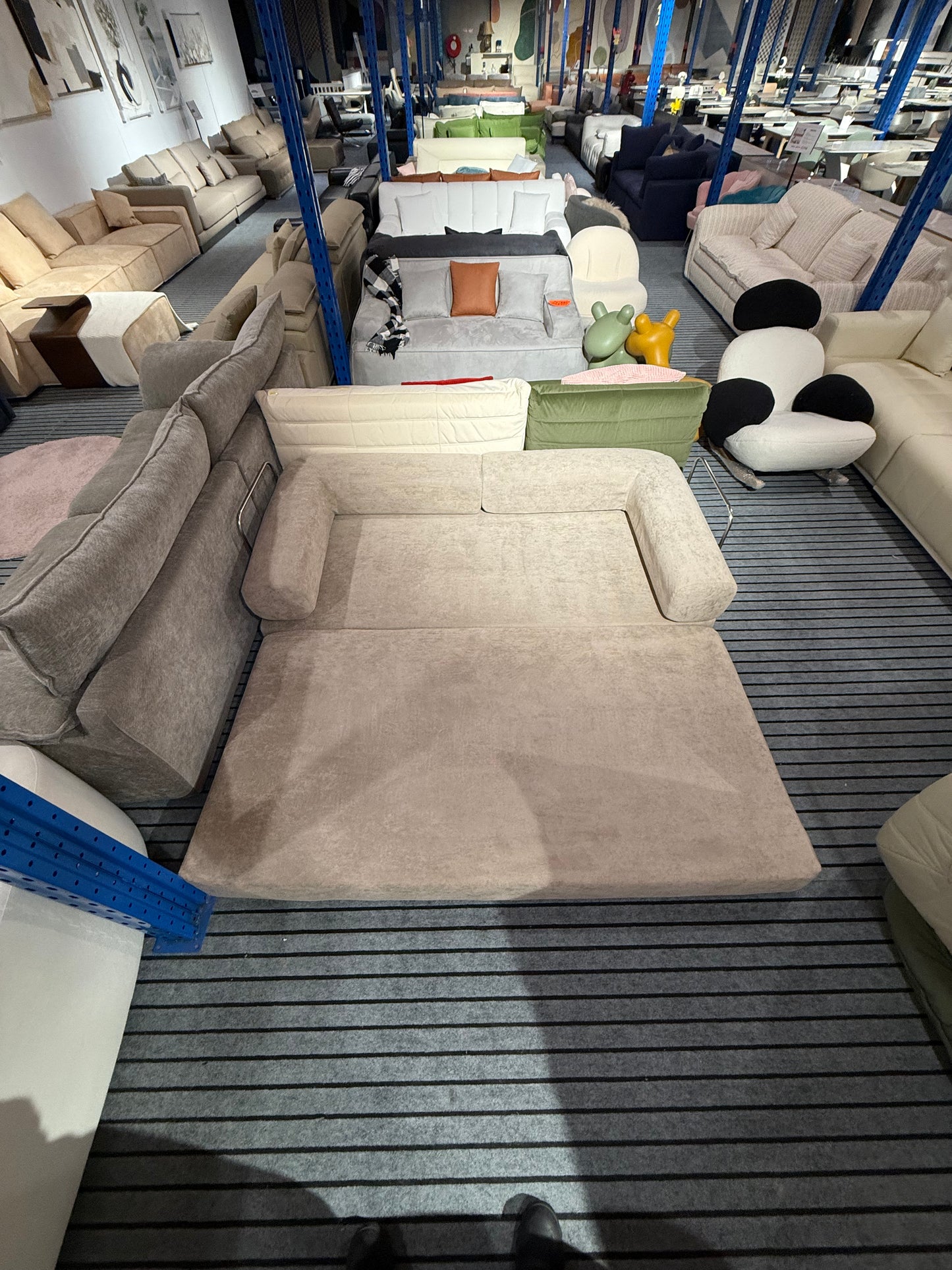 CREAM FOAM 2-Seater Convertible Sofa Bed | Compressed Foam Sofa - Beige