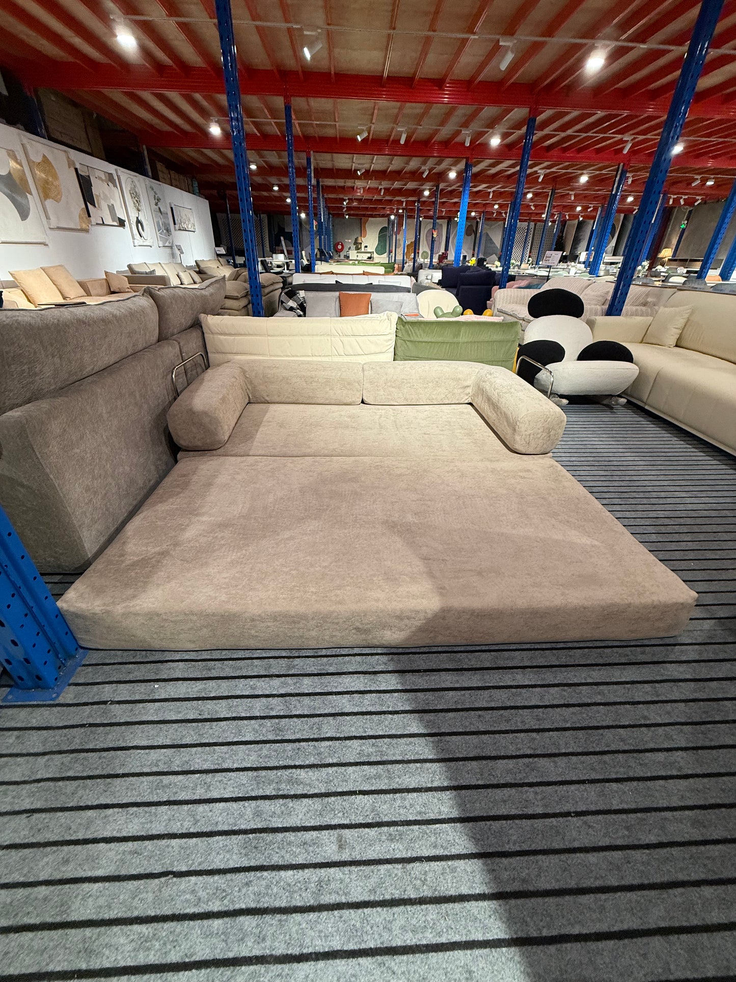 CREAM FOAM 2-Seater Convertible Sofa Bed | Compressed Foam Sofa - Beige