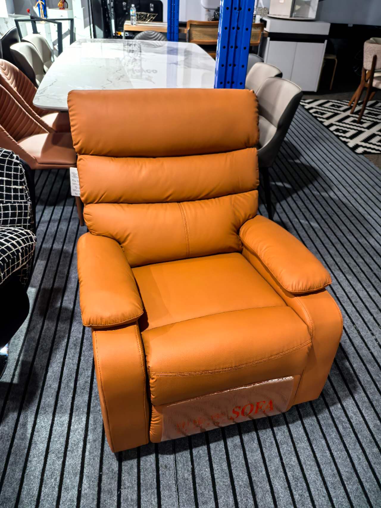 Orange-Brown Cat-Scratch Fabric Manual Recliner Chair with Footrest | OZHomeDepot