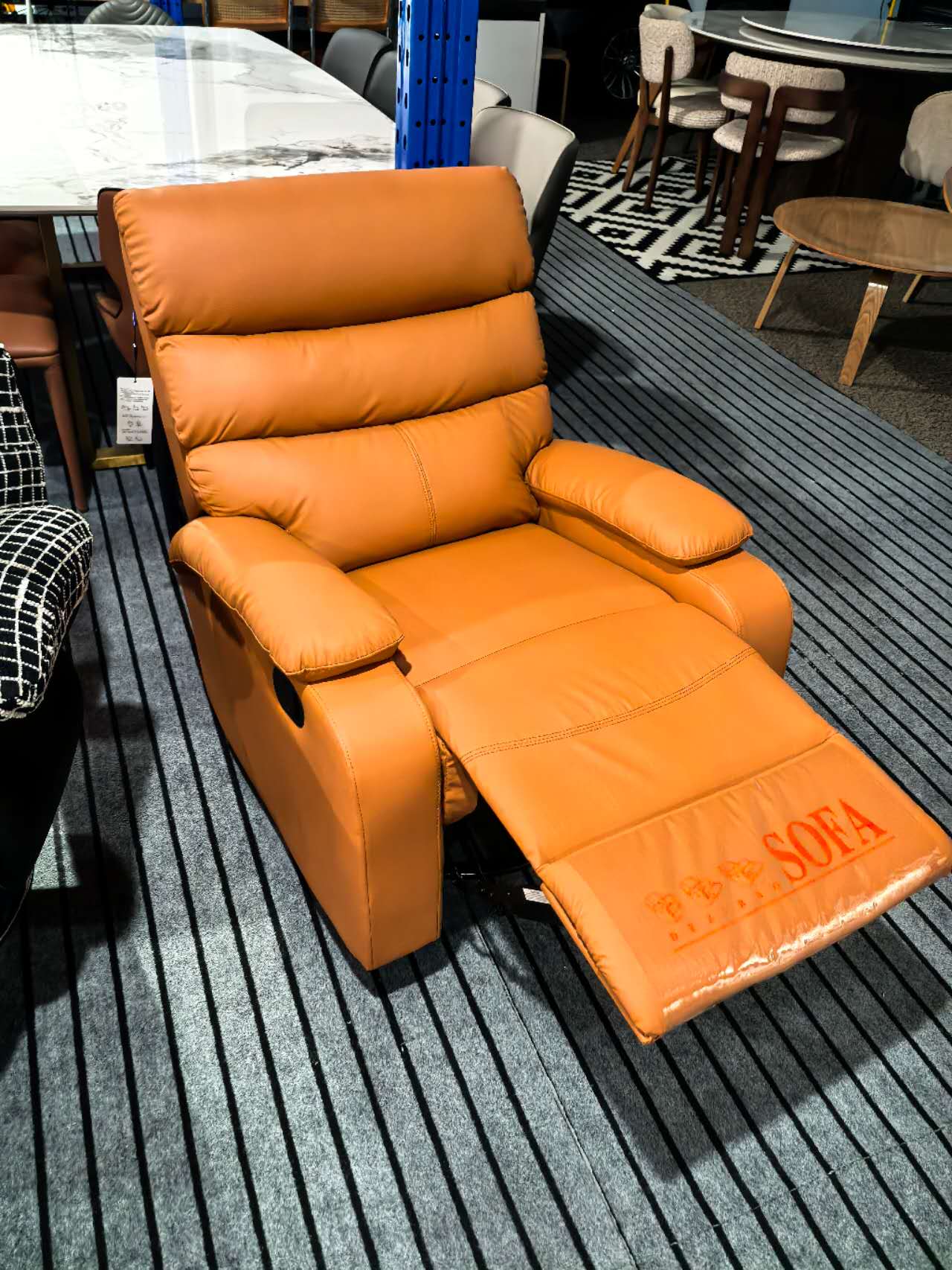 Orange-Brown Cat-Scratch Fabric Manual Recliner Chair with Footrest | OZHomeDepot