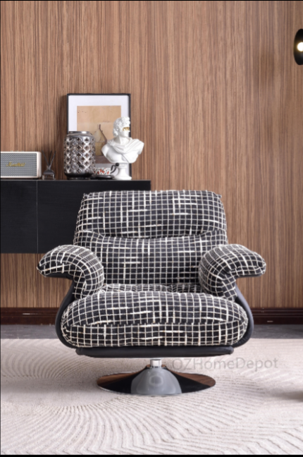 COSY GRID Modern Fabric 360° Swivel Accent Lounge Chair