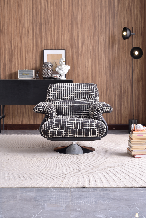 COSY GRID Modern Fabric 360° Swivel Accent Lounge Chair