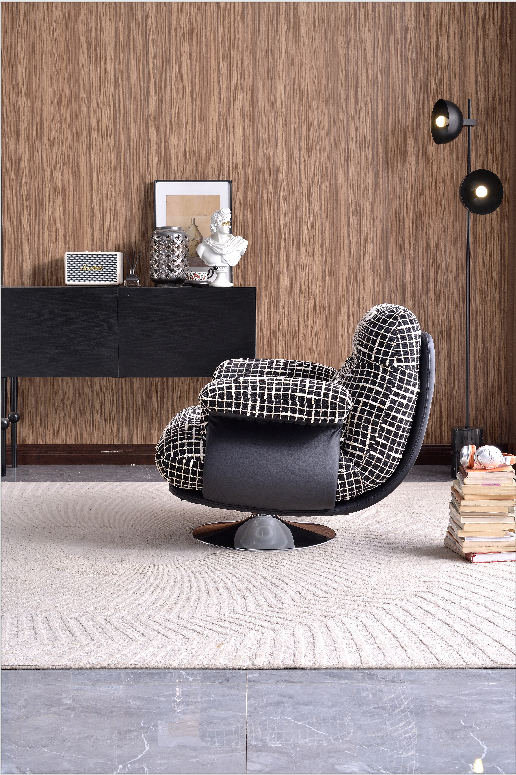 COSY GRID Modern Fabric 360° Swivel Accent Lounge Chair