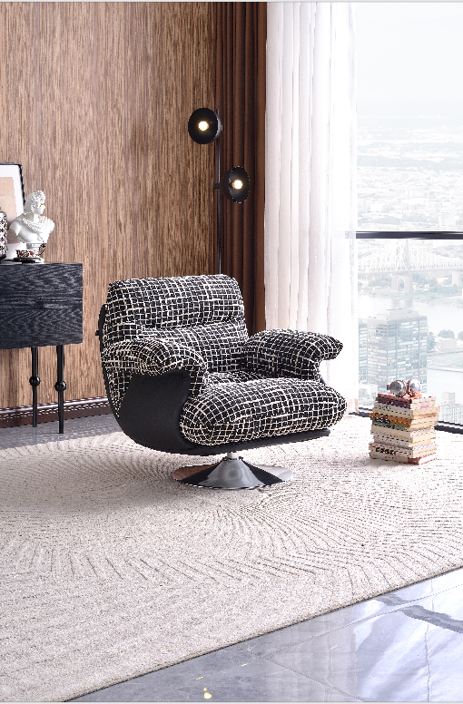 COSY GRID Modern Fabric 360° Swivel Accent Lounge Chair