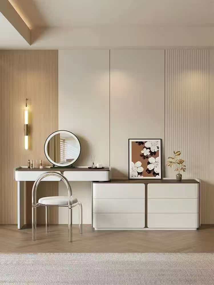 VELORA Italian Luxury Vanity Table with 6-Drawer Storage Cabinet | Modern Makeup Desk
