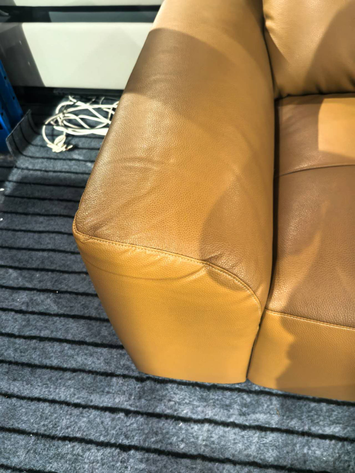 【SALE】PORTOFINO Luxury Brown Genuine Leather 3-Seater Sofa | 306cm 1105