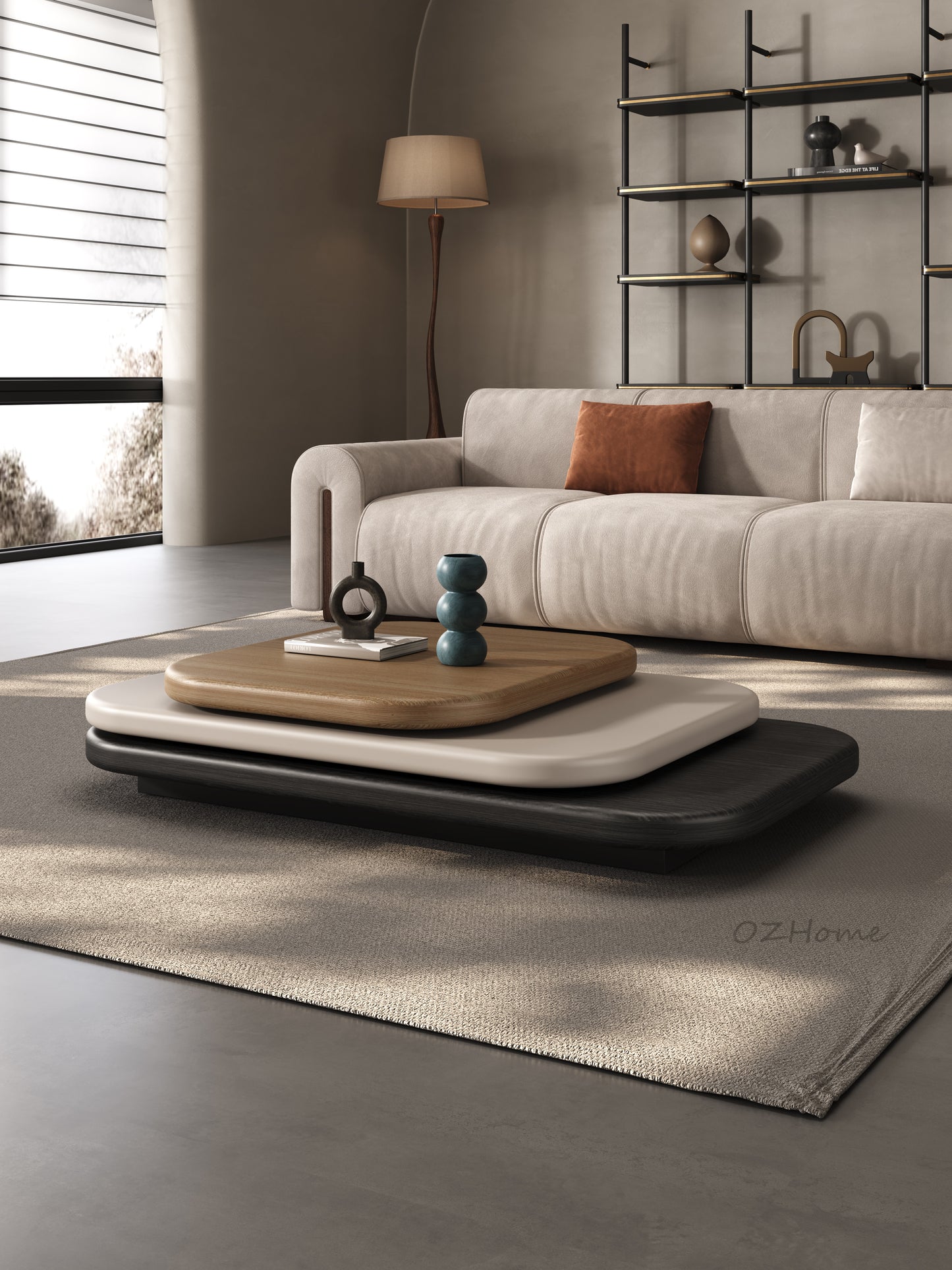 Orbit – Designer 3-Layer Swivel Wooden Coffee Table | 5025
