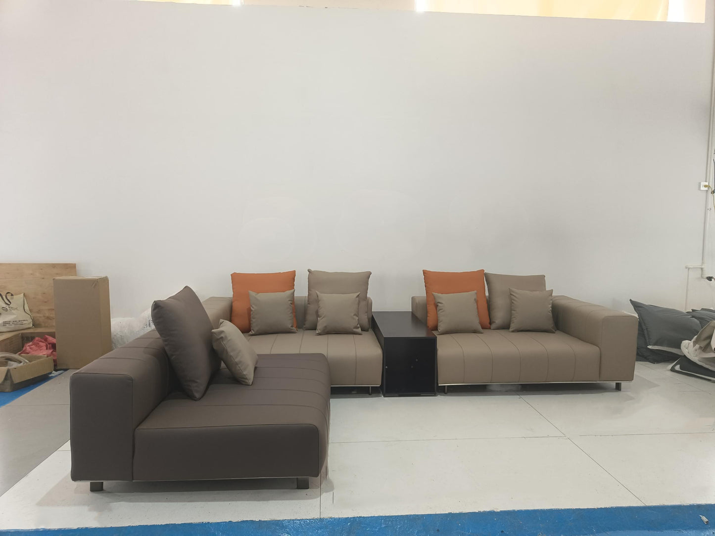 Piano Genuine Leather Oversized Adjustable Modular Sofa with Piano Key Cushions | 1045-352