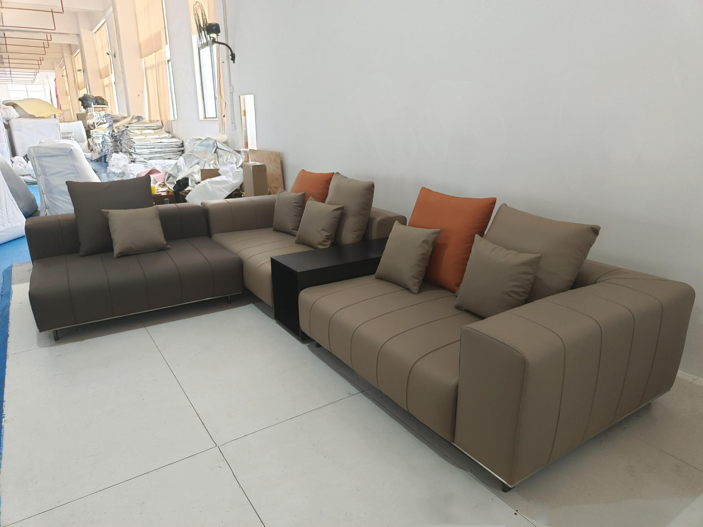 Piano Genuine Leather Oversized Adjustable Modular Sofa with Piano Key Cushions | 1045-352