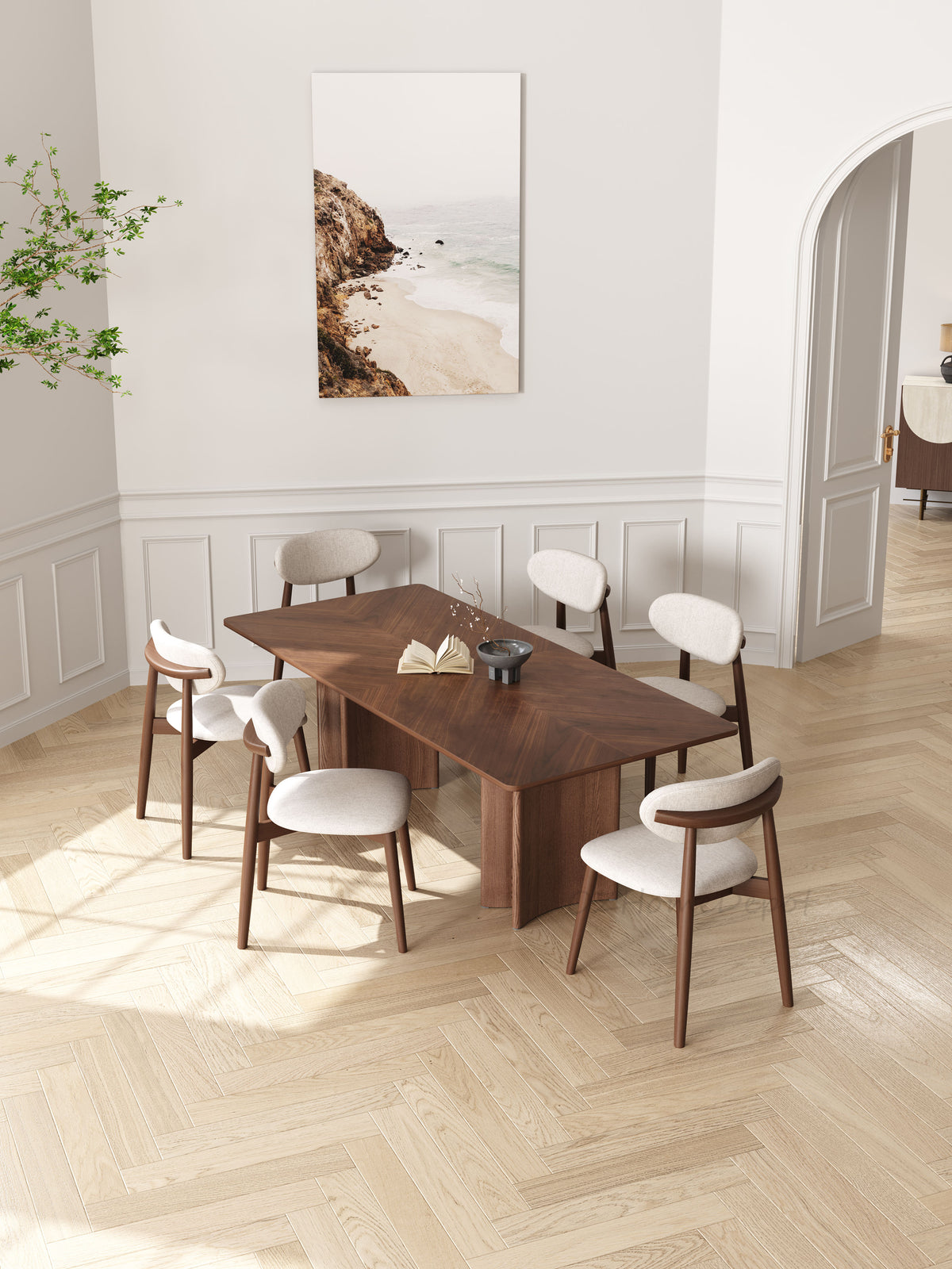 MARS Parquet Timber Walnut Color Dining Table/Solid Timber Frame/Natur ...