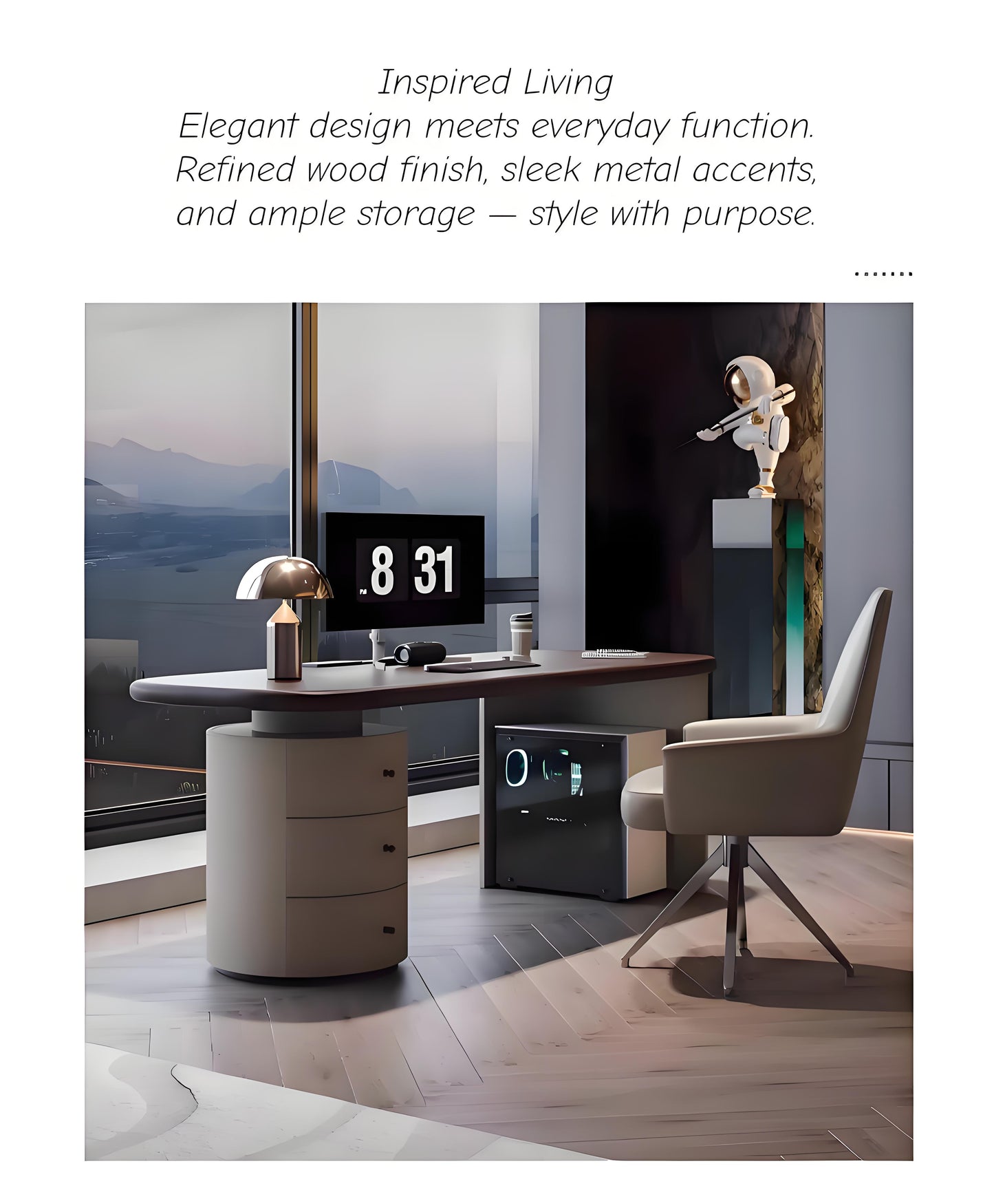 Designer Solid Wood Smart Desk 180cm – Modern Executive Office Desk 6016