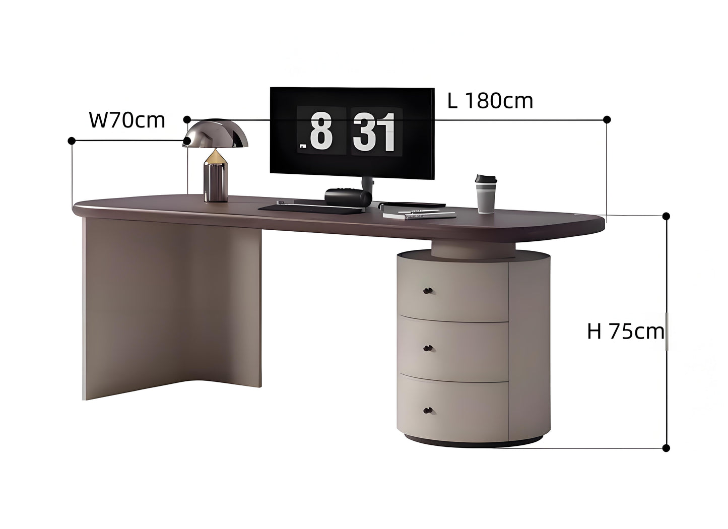Designer Solid Wood Smart Desk 180cm – Modern Executive Office Desk 6016