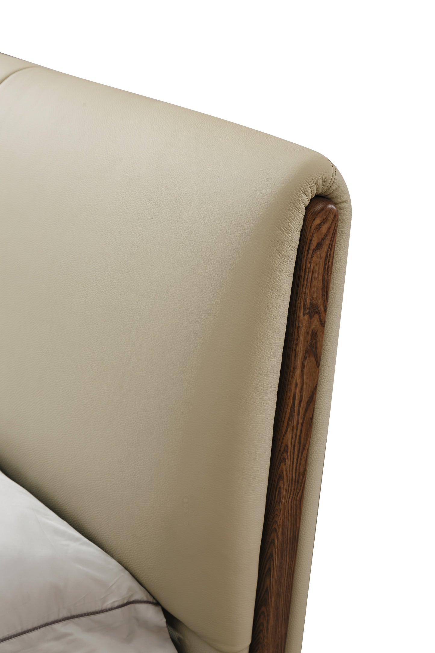 【FREE 2 Bedside Tables】FIORE Genuine Leather Bed Frame with Cushioned Headboard | Integrated Slatted Base | Model 1011
