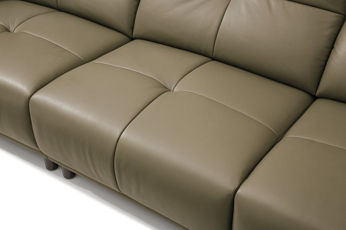 【SALE】BELLAGIO Khaki Genuine Leather 3 Seater Sofa 308cm | Luxury Modern Sofa 1103