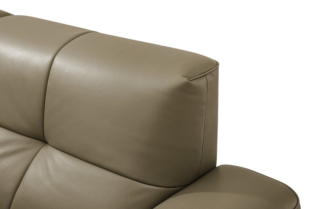 【SALE】BELLAGIO Khaki Genuine Leather 3 Seater Sofa 308cm | Luxury Modern Sofa 1103