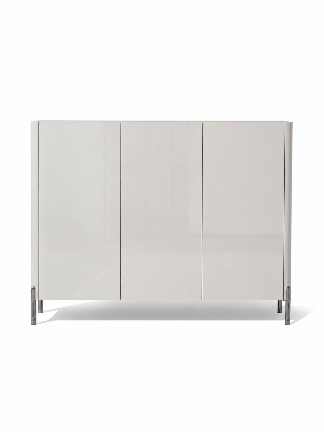 LUXORA Modern High Gloss 3-Door Entryway Shoe Cabinet with Tempered Glass Top | SS-008