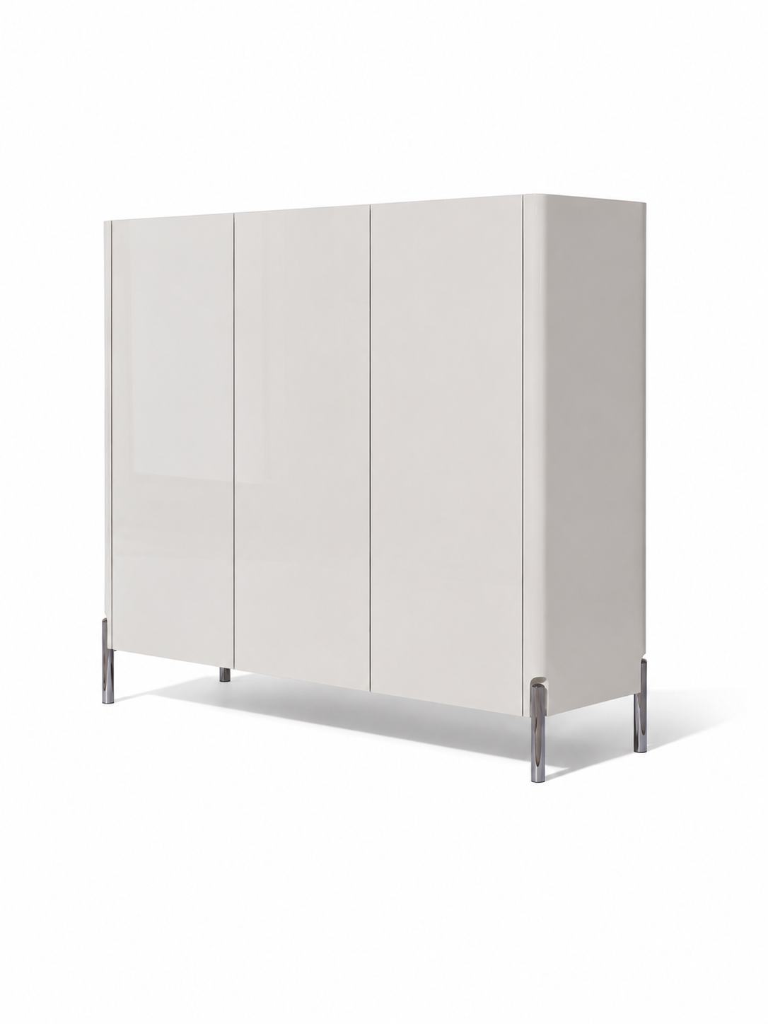 LUXORA Modern High Gloss 3-Door Entryway Shoe Cabinet with Tempered Glass Top | SS-008