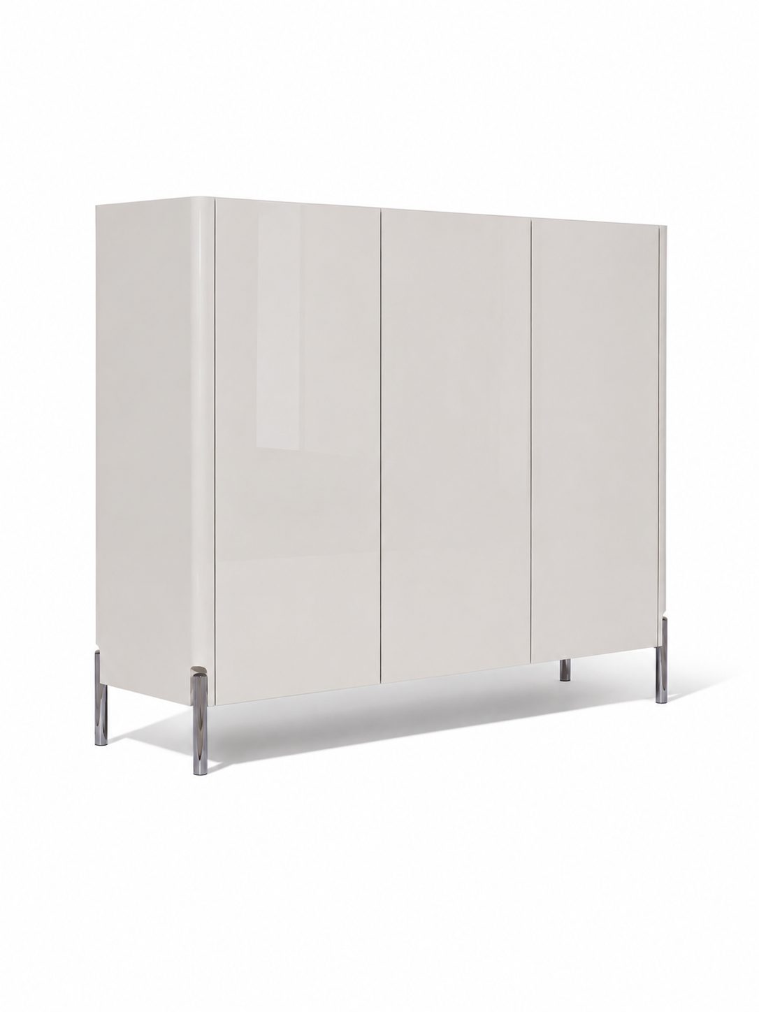 LUXORA Modern High Gloss 3-Door Entryway Shoe Cabinet with Tempered Glass Top | SS-008