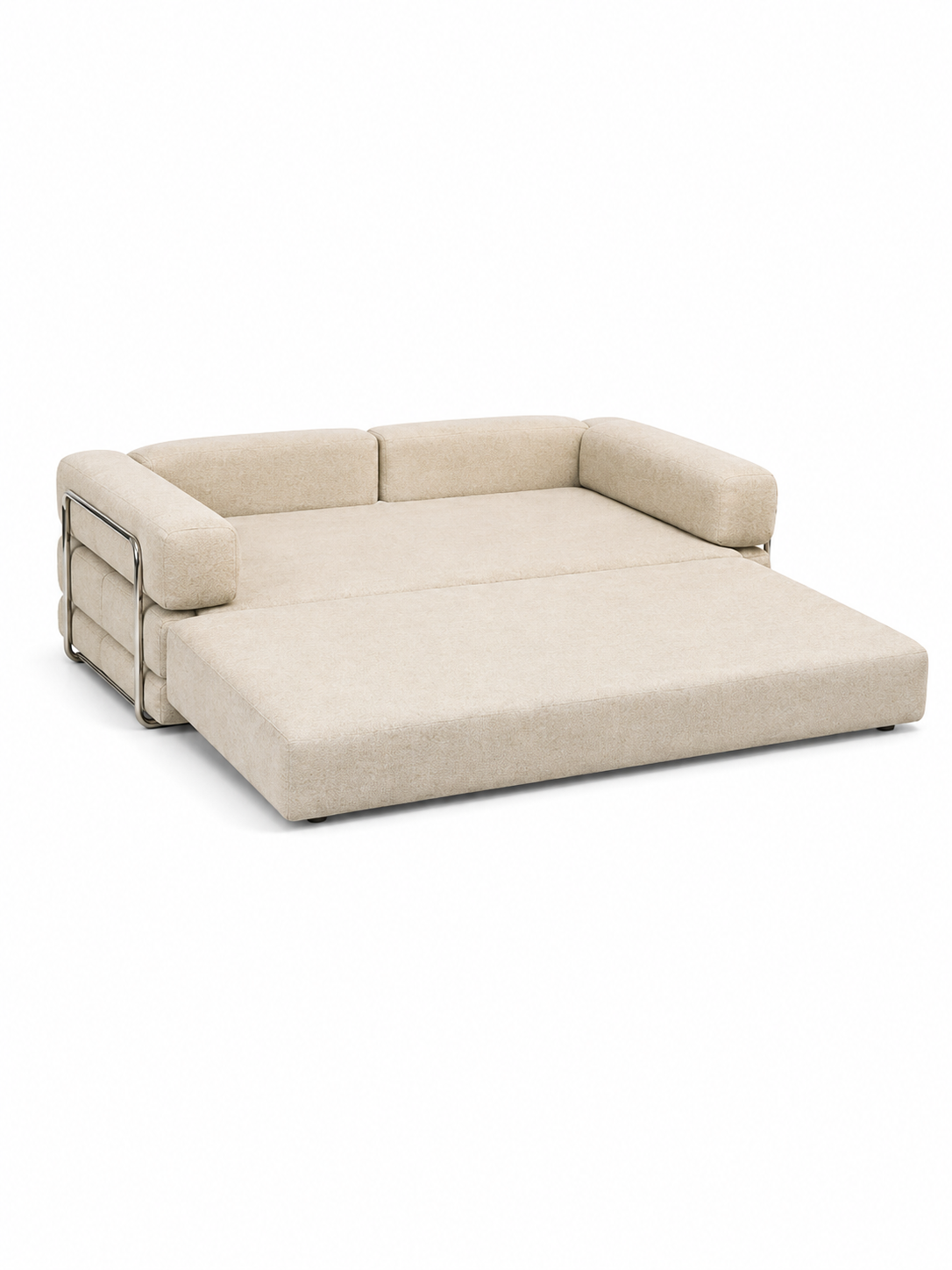 CREAM FOAM 2-Seater Convertible Sofa Bed | Compressed Foam Sofa - Beige