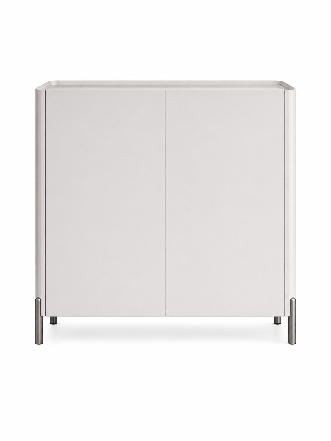 AUREO Modern High Gloss 2-Door Shoe Storage Cabinet with Tempered Glass Top for Entryway | SS-010