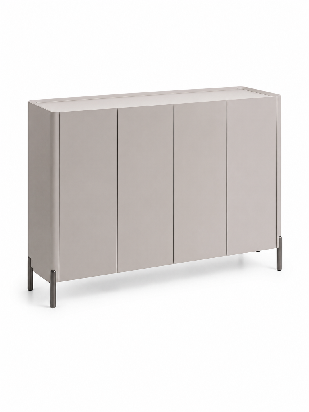 ELARA High Gloss 4-Door Shoe Cabinet with Tempered Glass Top | Entryway Storage Cabinet | SS-012