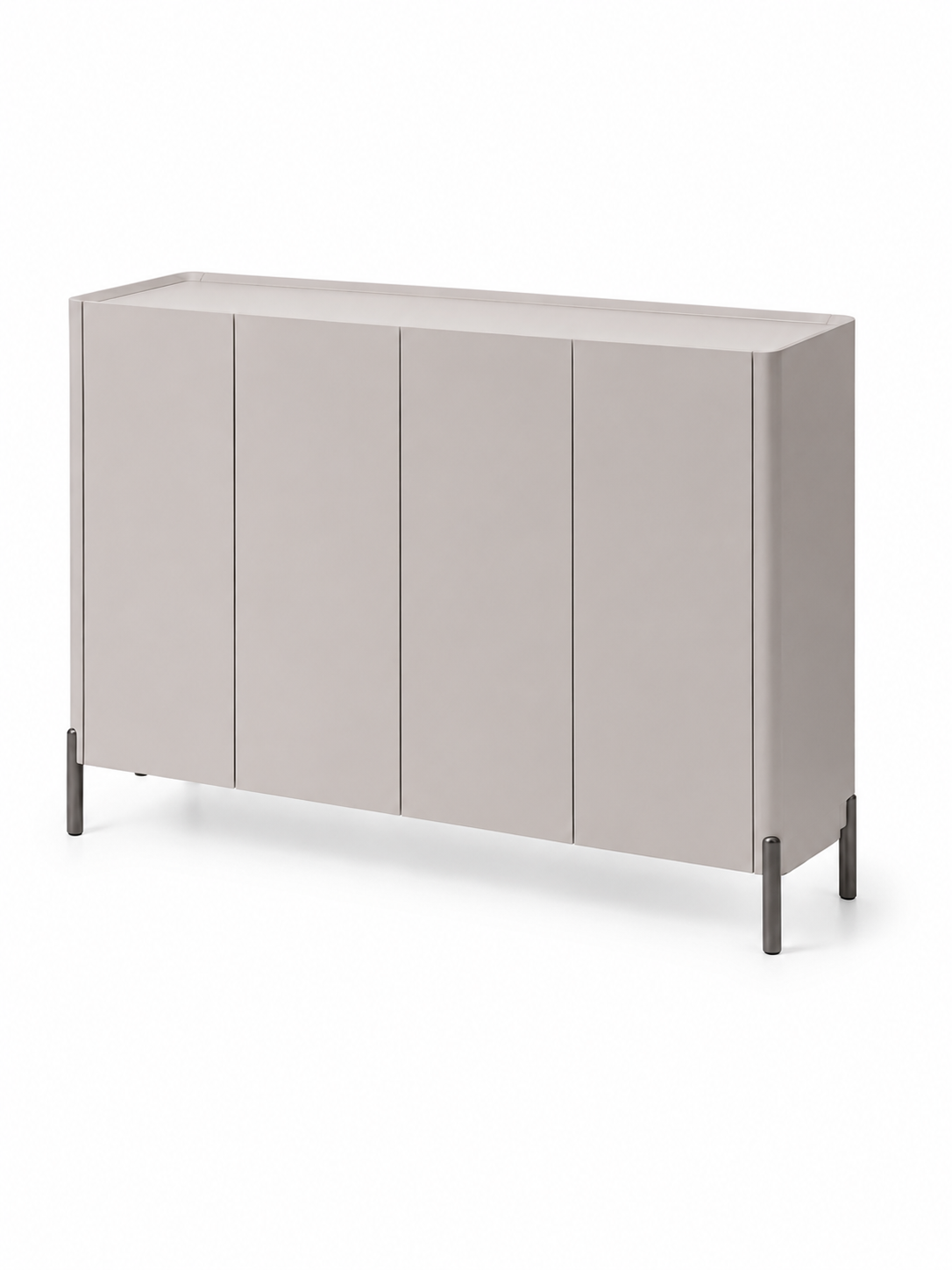 ELARA High Gloss 4-Door Shoe Cabinet with Tempered Glass Top | Entryway Storage Cabinet | SS-012