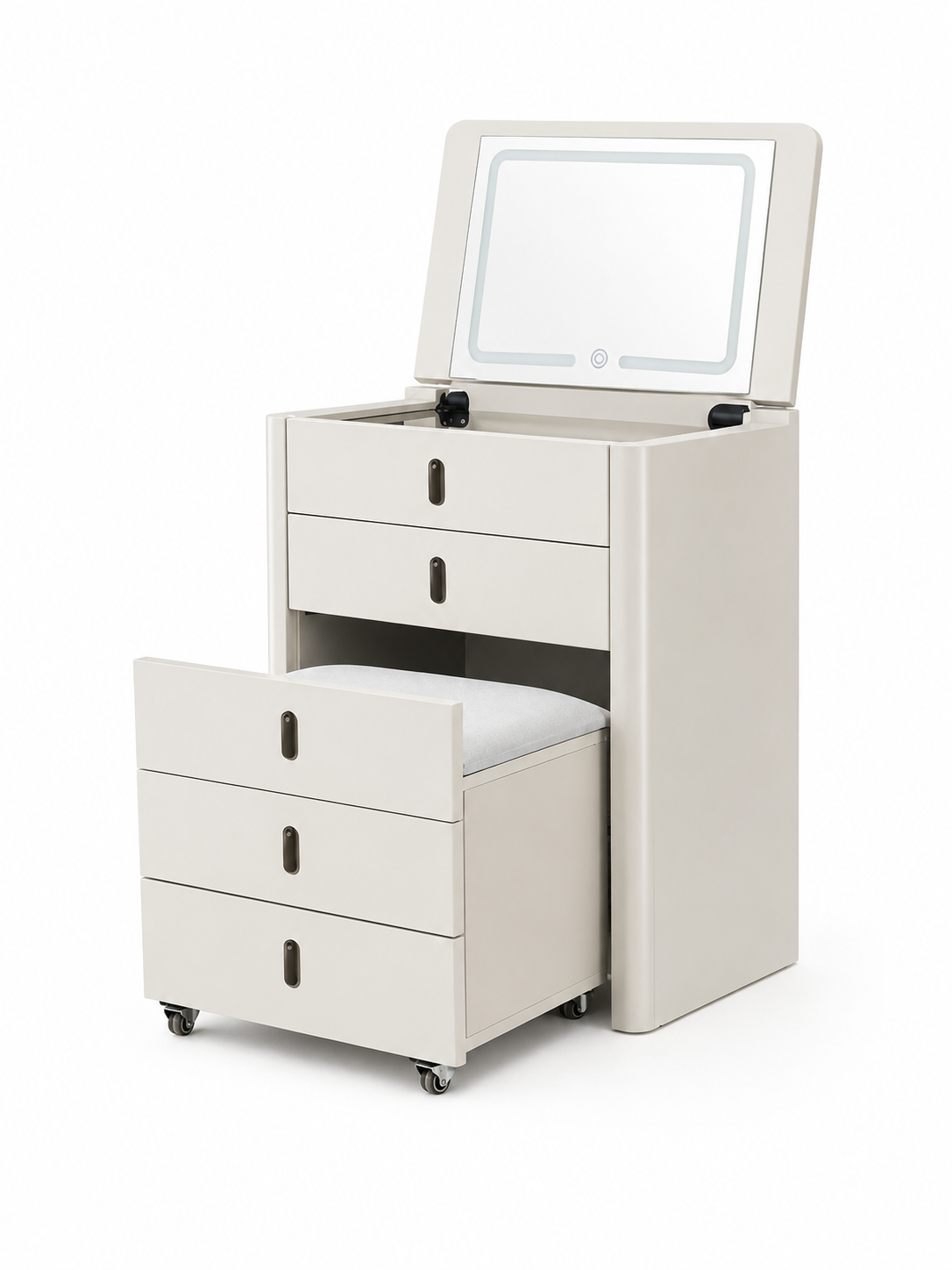 TORINO Flip-Top Vanity Cabinet with Hidden Mirror & Storage | Modern Makeup Vanity Desk 6062