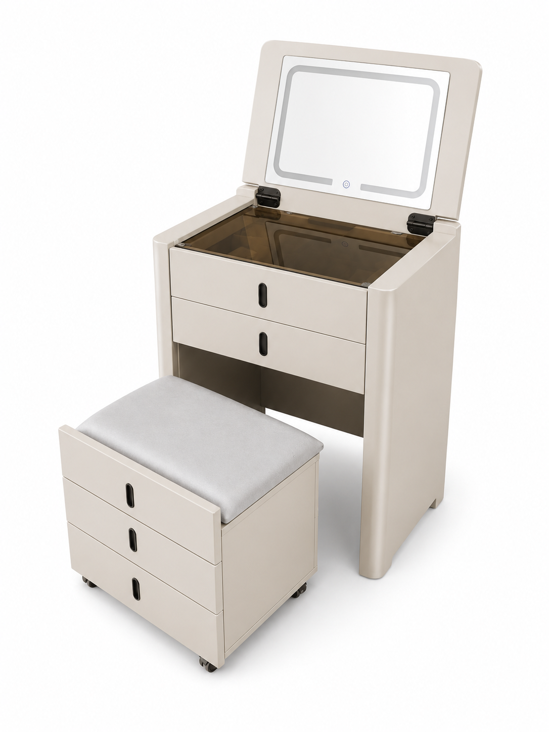 TORINO Flip-Top Vanity Cabinet with Hidden Mirror & Storage | Modern Makeup Vanity Desk 6062