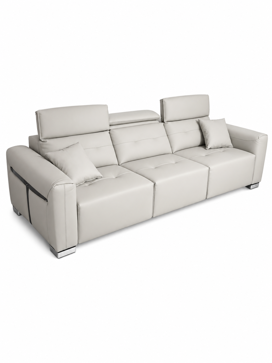 E11 Wireless Remote Leather Modular Sofa Bed with Adjustable Headrests | 3-Module Convertible Sofa