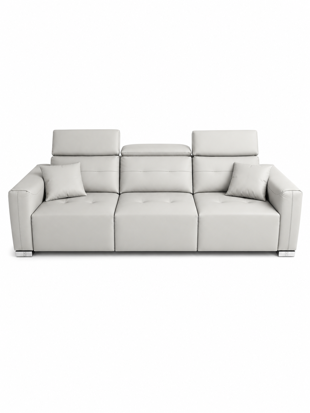 E11 Wireless Remote Leather Modular Sofa Bed with Adjustable Headrests | 3-Module Convertible Sofa