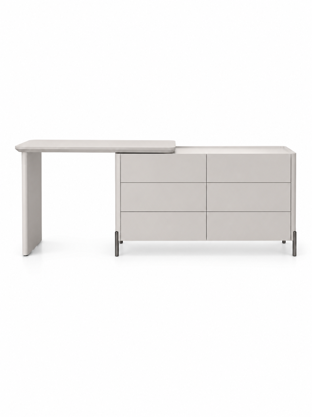 ALVORA Modern Grey Vanity Table Set with Side Cabinet, LED Mirror & Stool | 6066