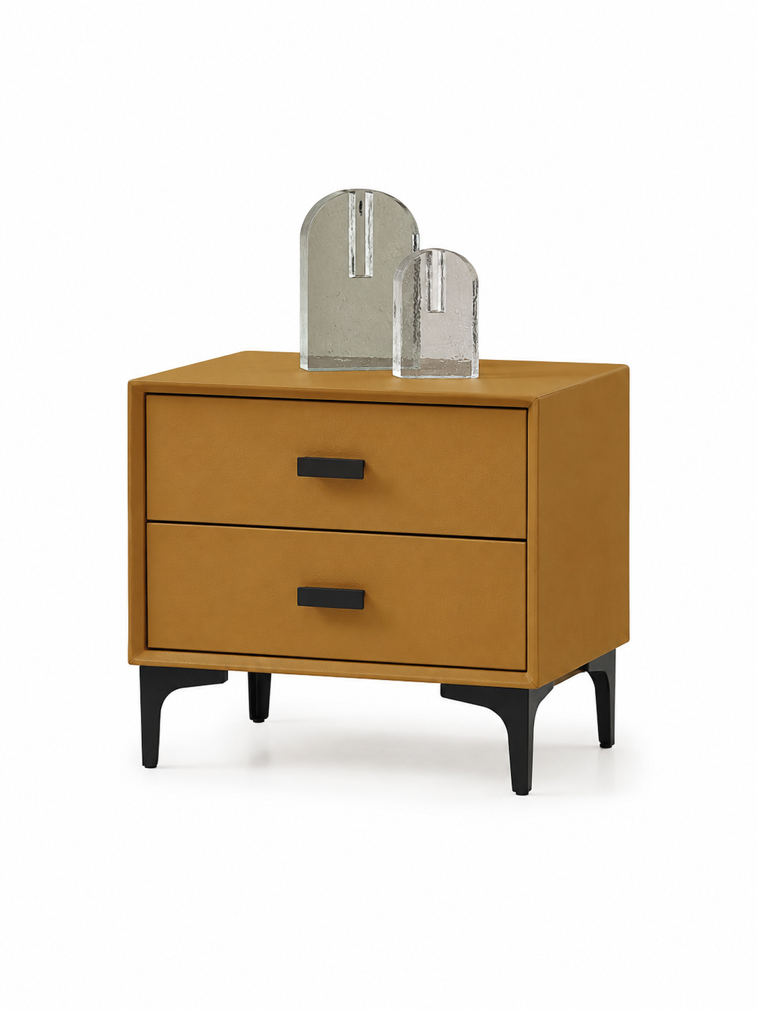 【FREE 2 Bedside Tables】SADDLE Genuine Leather Bed Frame with Extra-Thick Cushioned Headboard | Integrated Slatted Base | Model 1013