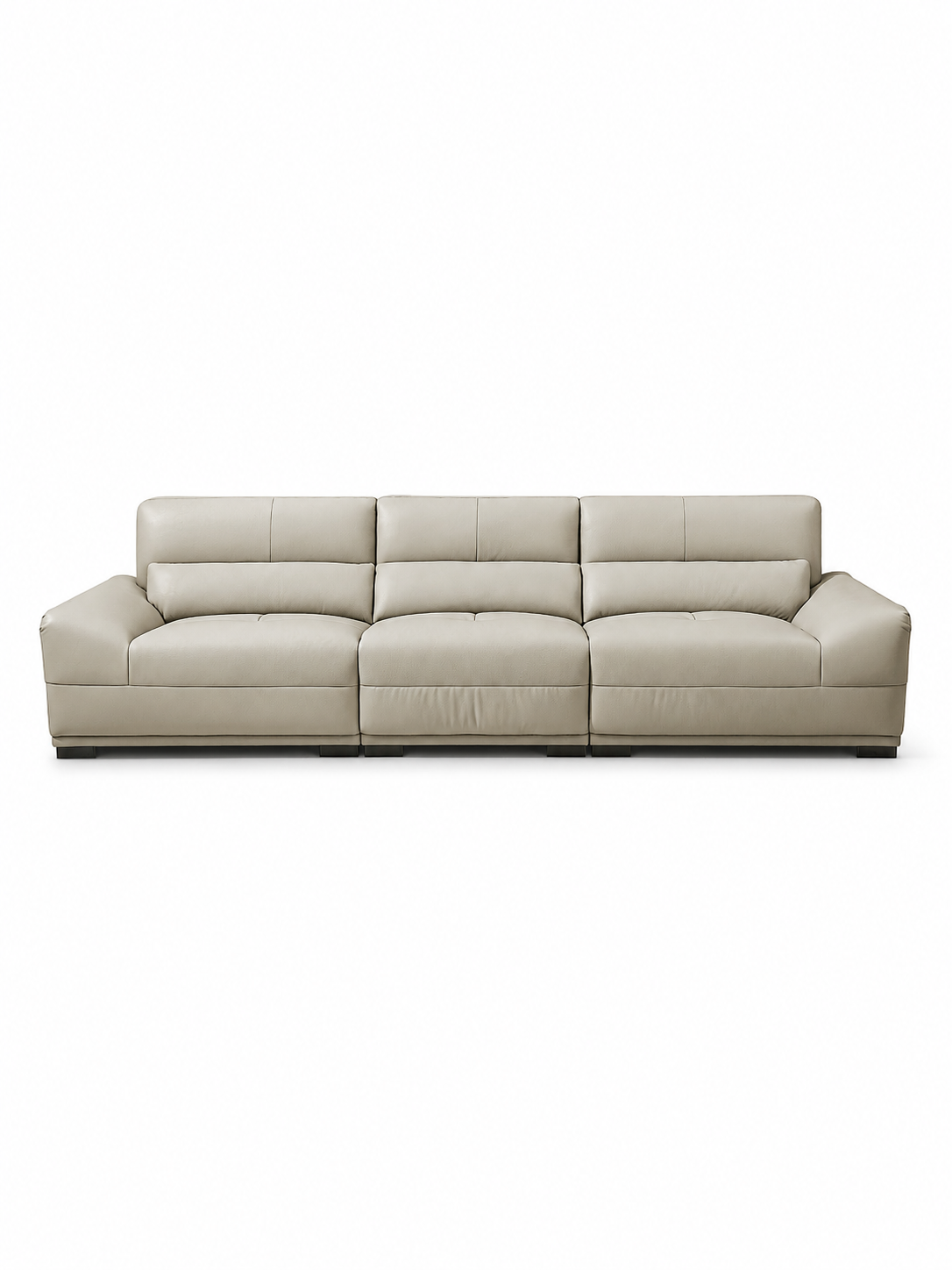 【SALE】CESARE Beige Genuine Leather 3-Seater Sofa | 326cm Luxury Sofa 1101