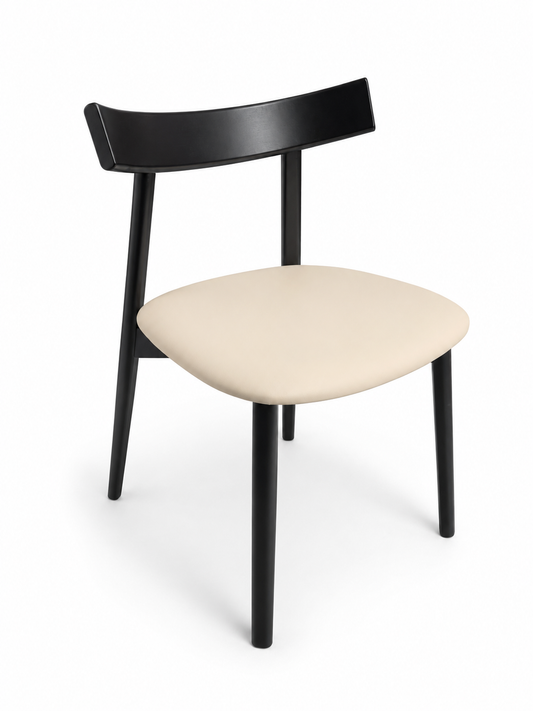 ORCHID Black Solid Wood Dining Chair with Leather Seat 4049
