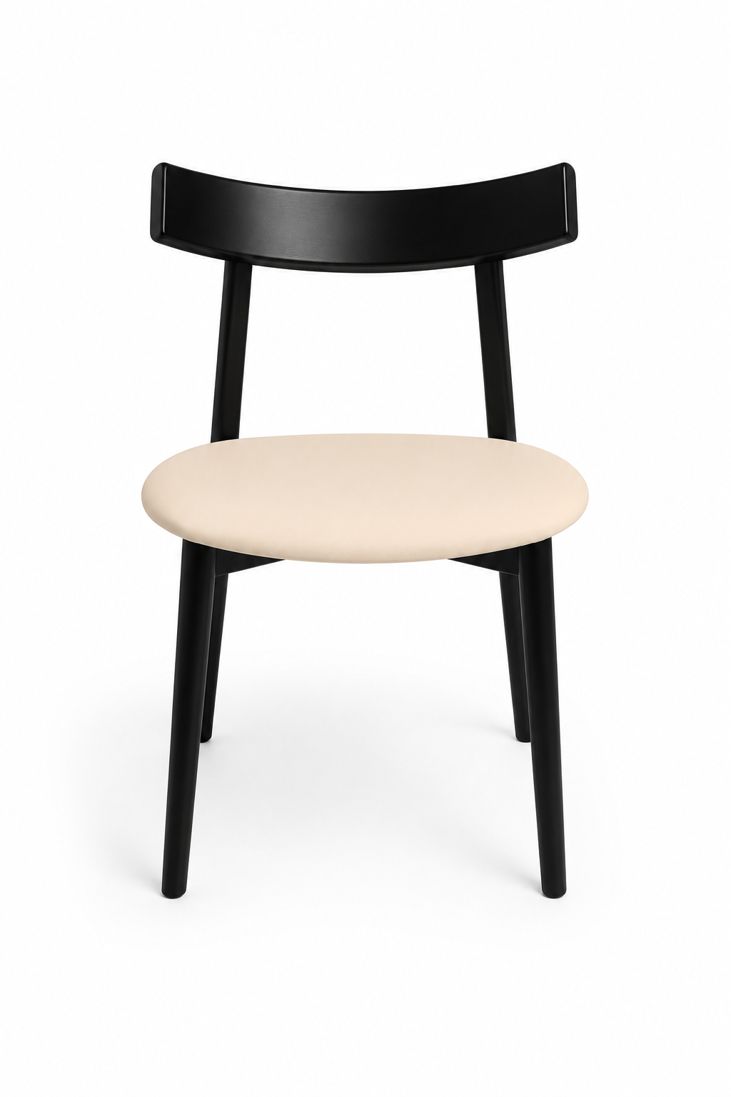 ORCHID Black Solid Wood Dining Chair with Leather Seat 4049