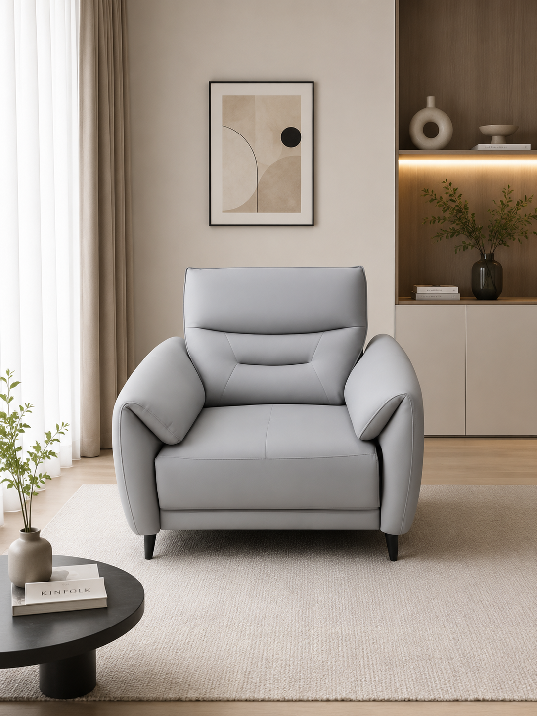 SEXTUS Genuine Leather Power Recliner Chair | Electric Single Sofa