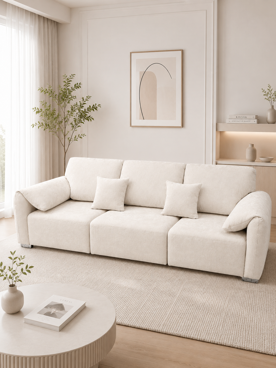 【Wireless Remote Control】Elephant Ear Chenille Electric Modular Sofa Bed