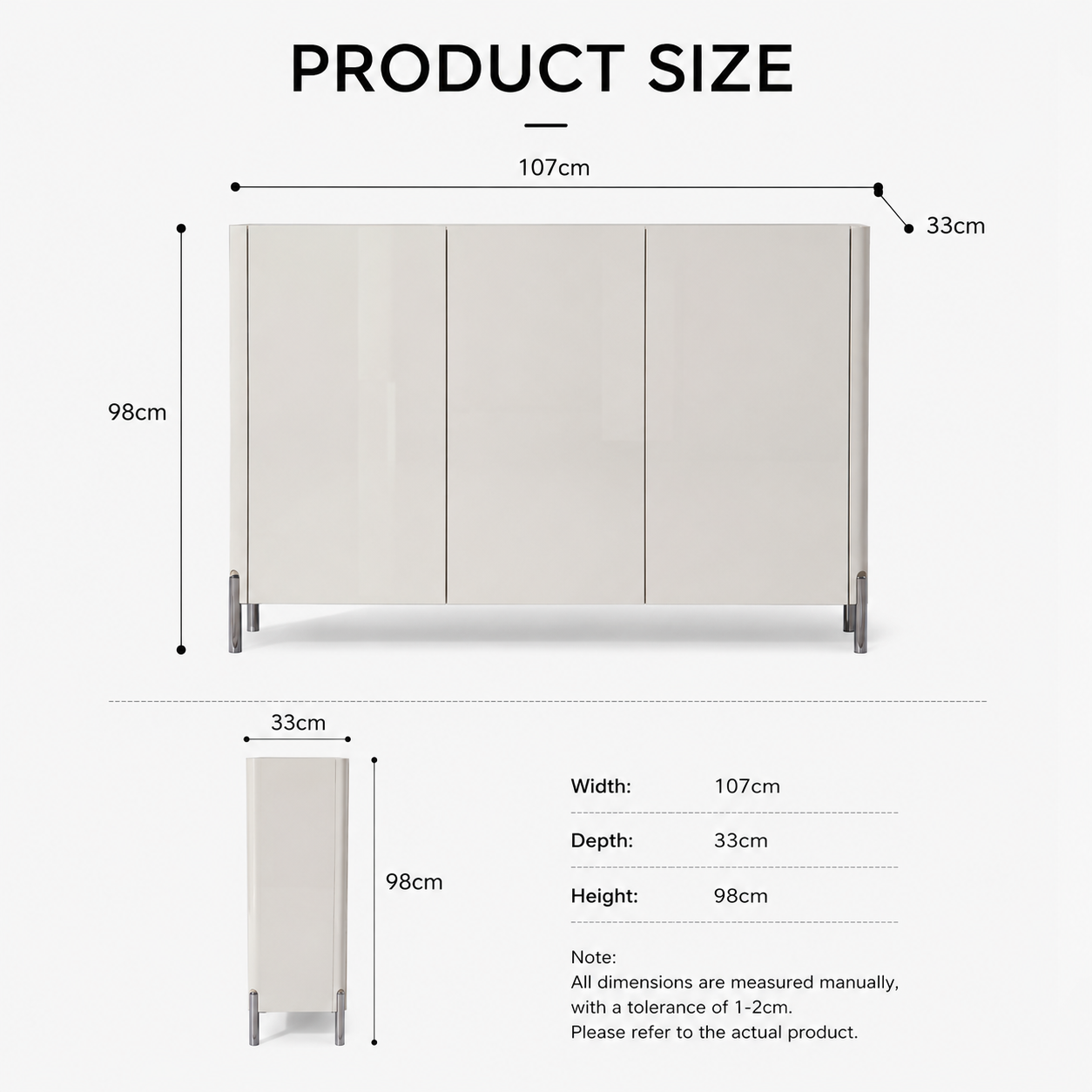 LUXORA Modern High Gloss 3-Door Entryway Shoe Cabinet with Tempered Glass Top | SS-008