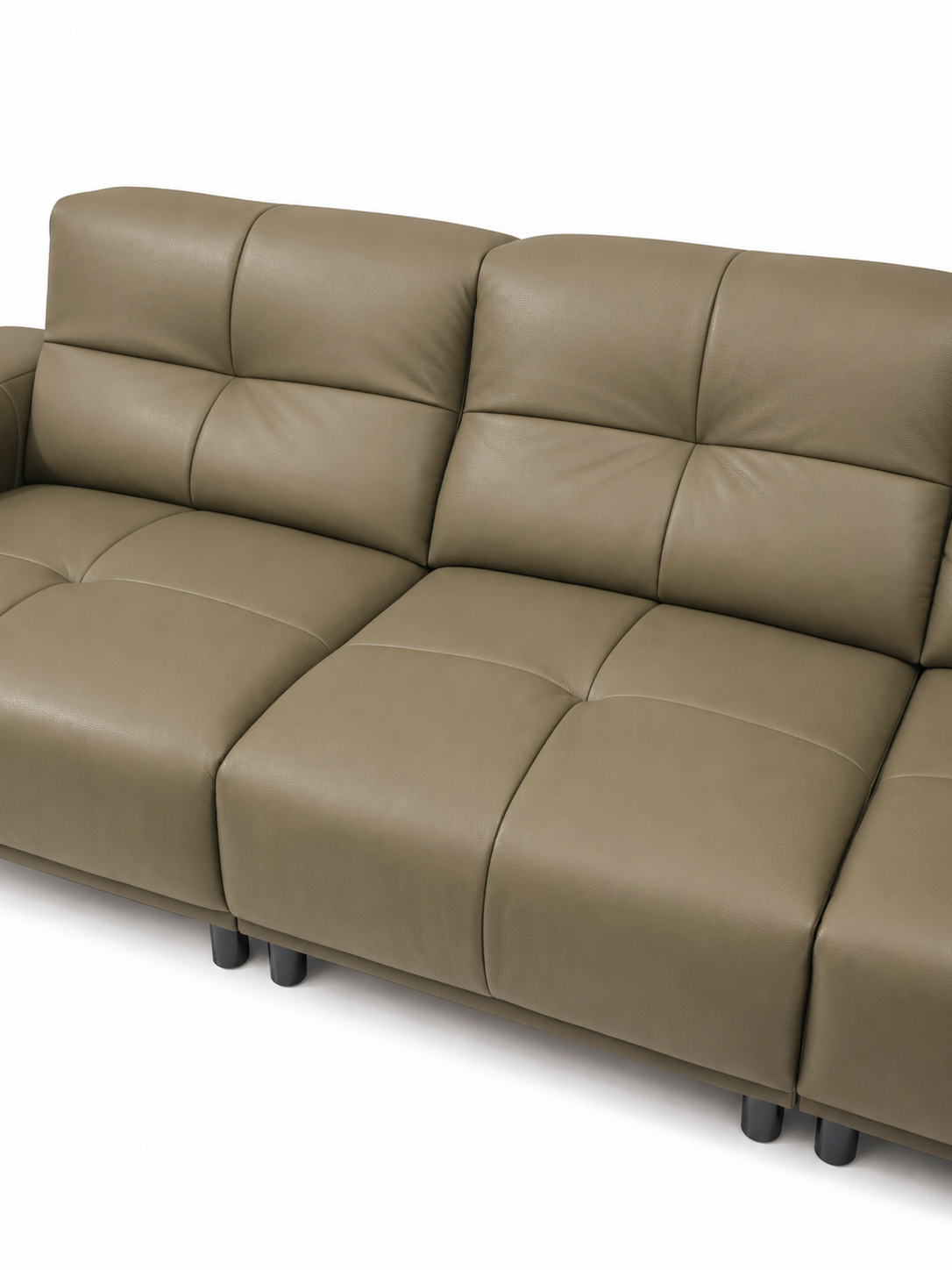 【SALE】BELLAGIO Khaki Genuine Leather 3 Seater Sofa 308cm | Luxury Modern Sofa 1103