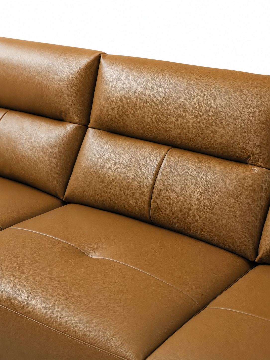 【SALE】PORTOFINO Luxury Brown Genuine Leather 3-Seater Sofa | 306cm 1105