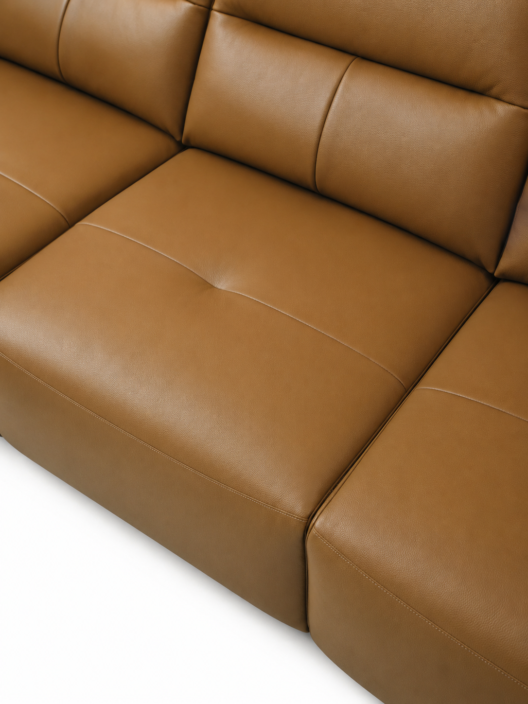【SALE】PORTOFINO Luxury Brown Genuine Leather 3-Seater Sofa | 306cm 1105